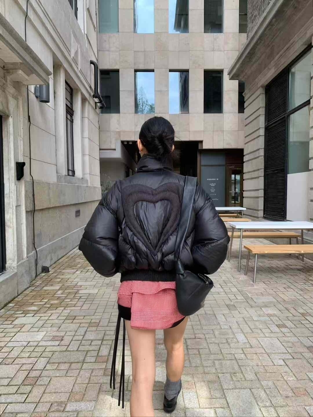 Black Heart-shaped Down Jacket
