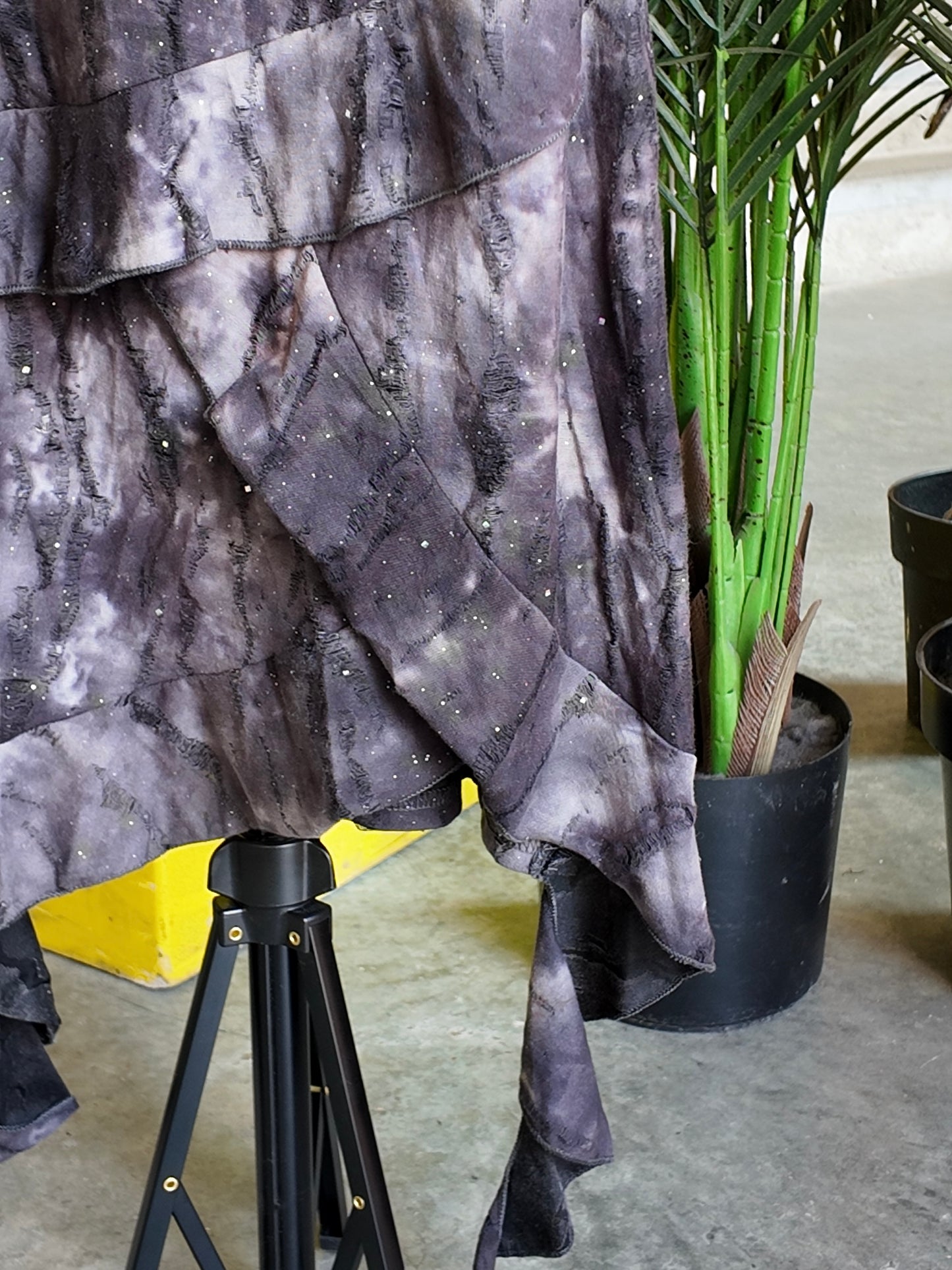 Distressed Mesh Layered Dress in Cosmic Grey