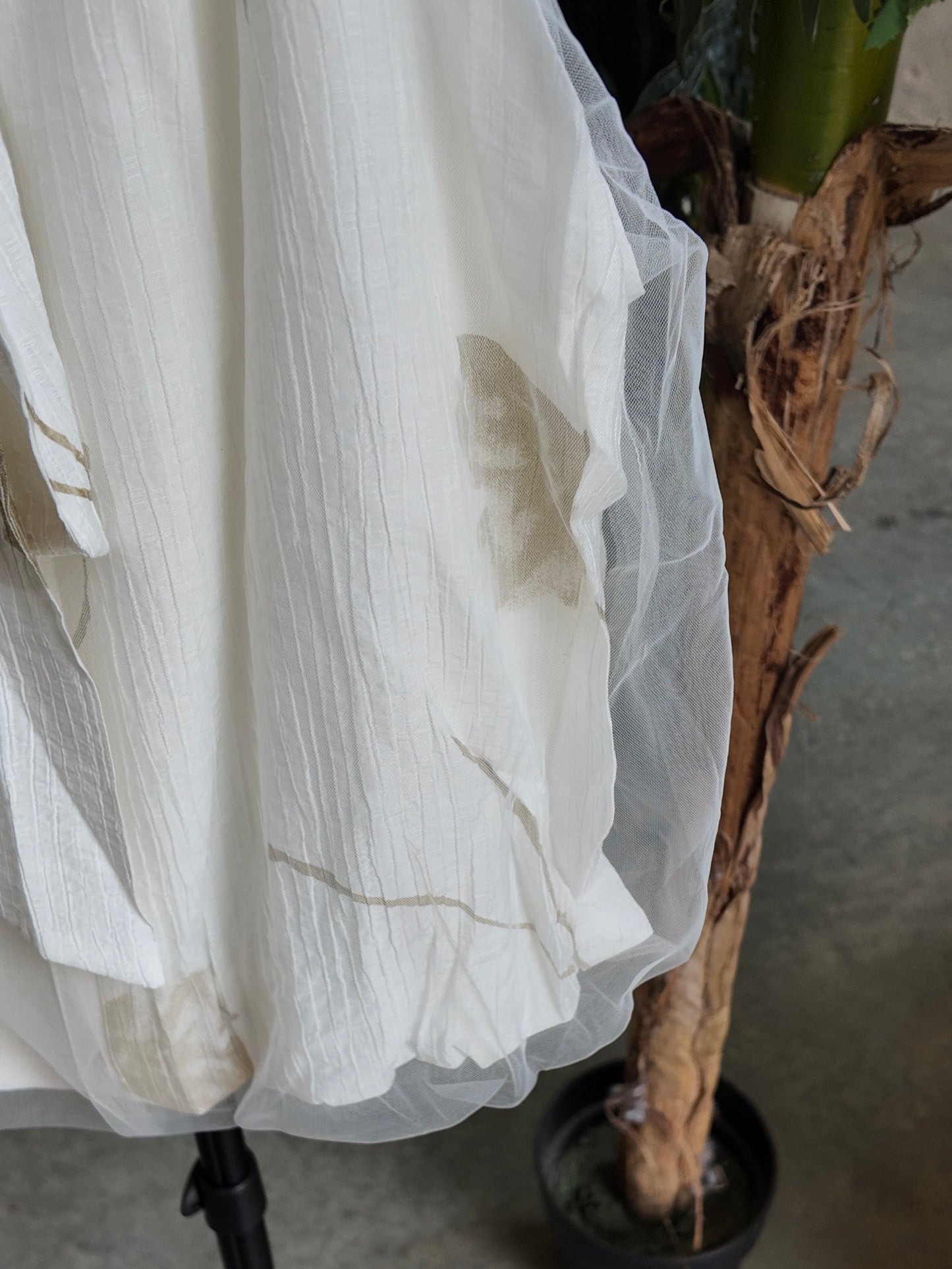 Sheer Overlay Halter Blouse in Ivory