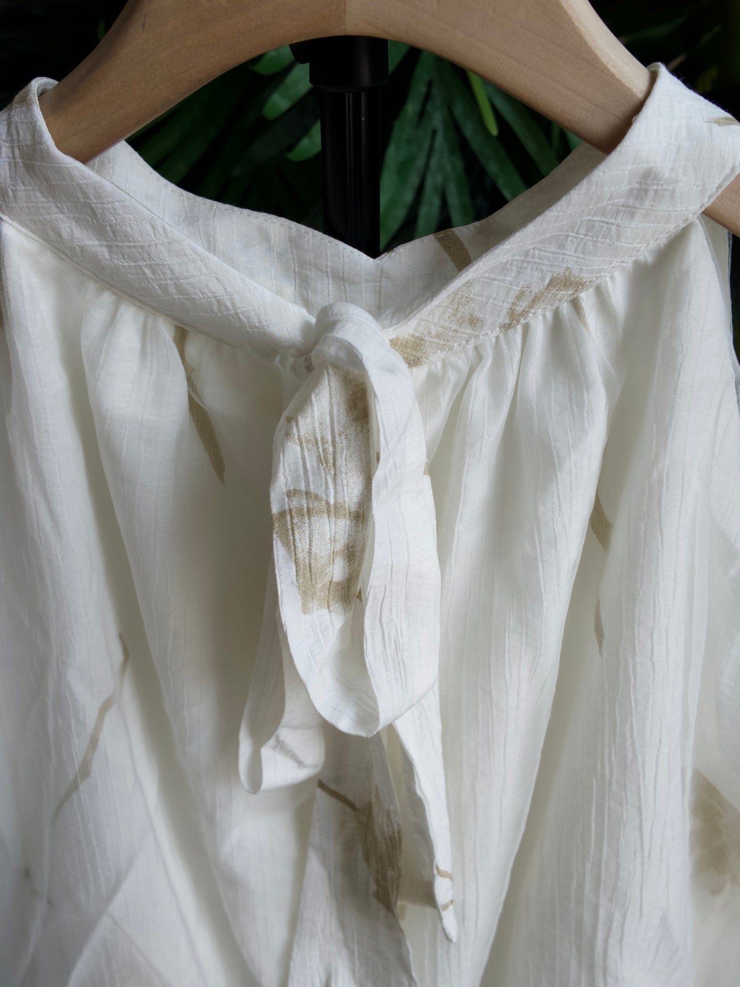 Sheer Overlay Halter Blouse in Ivory