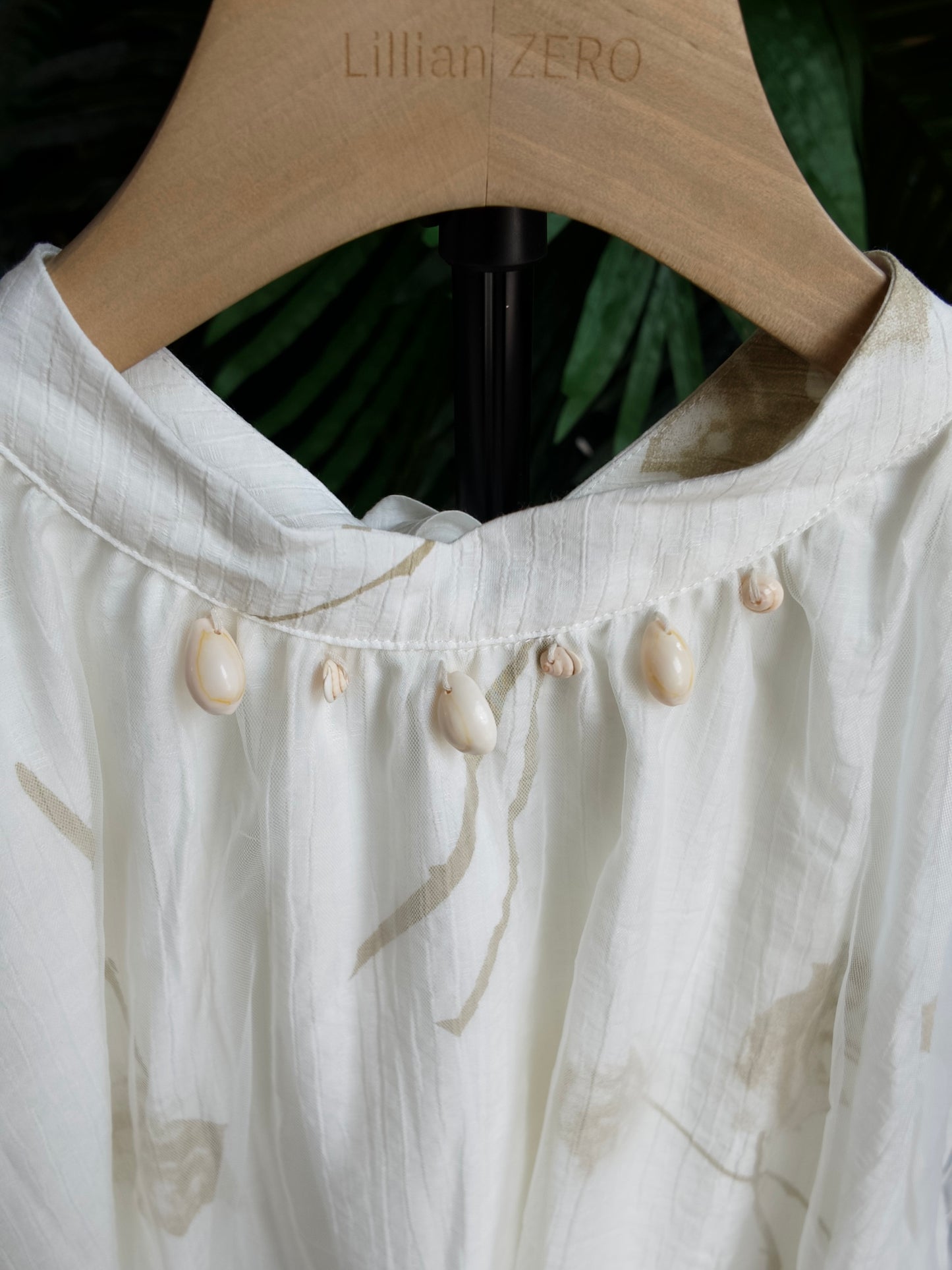 Sheer Overlay Halter Blouse in Ivory