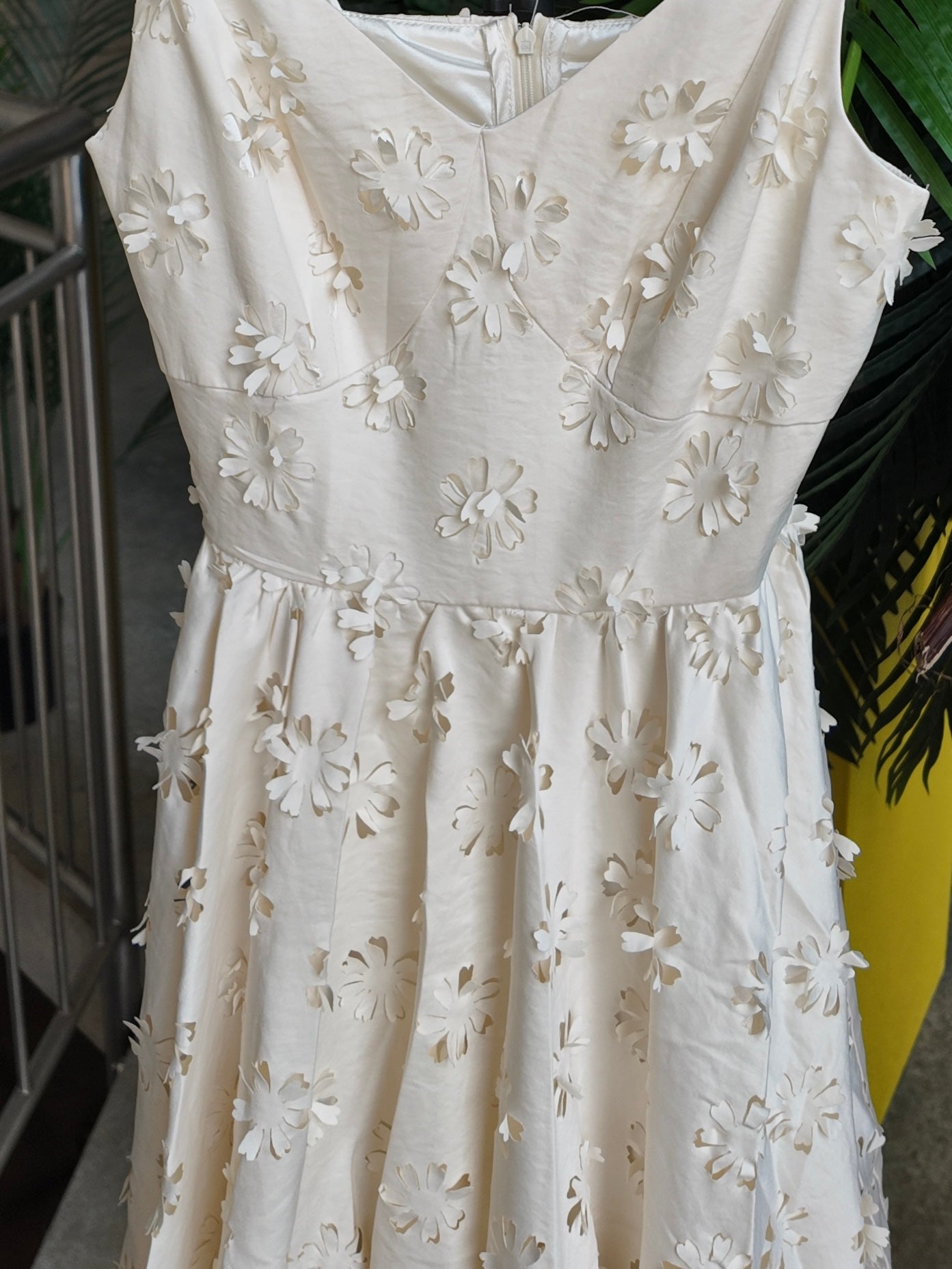 3D Floral Texture Dress in Ivory
