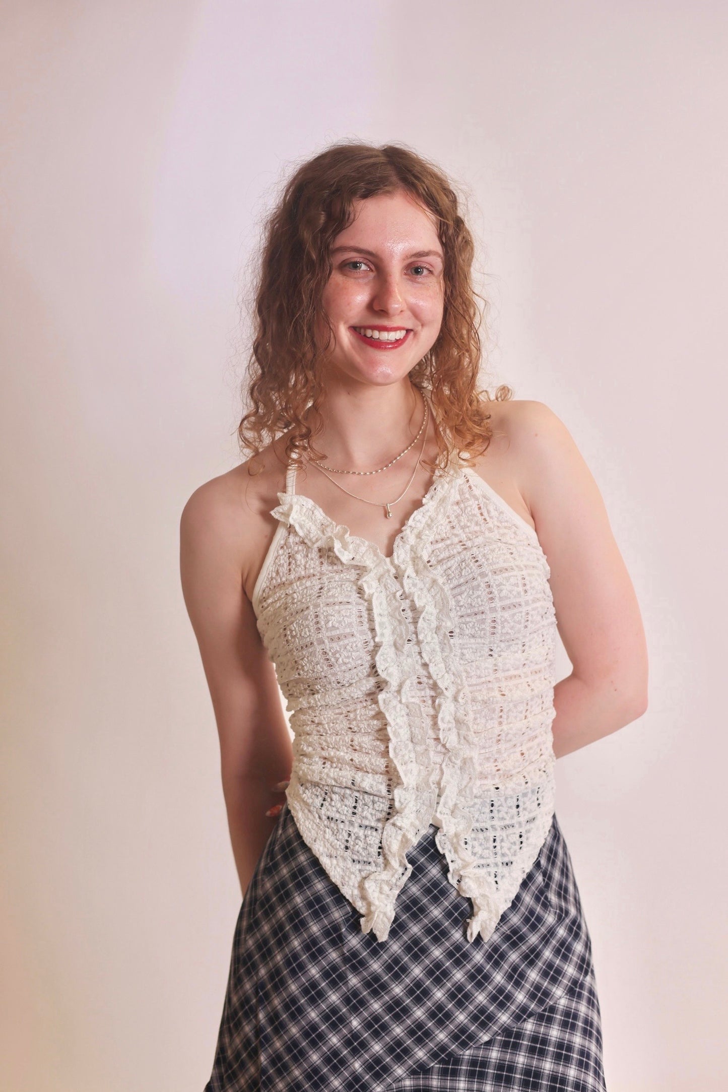 Ruffled Crochet Halter Top