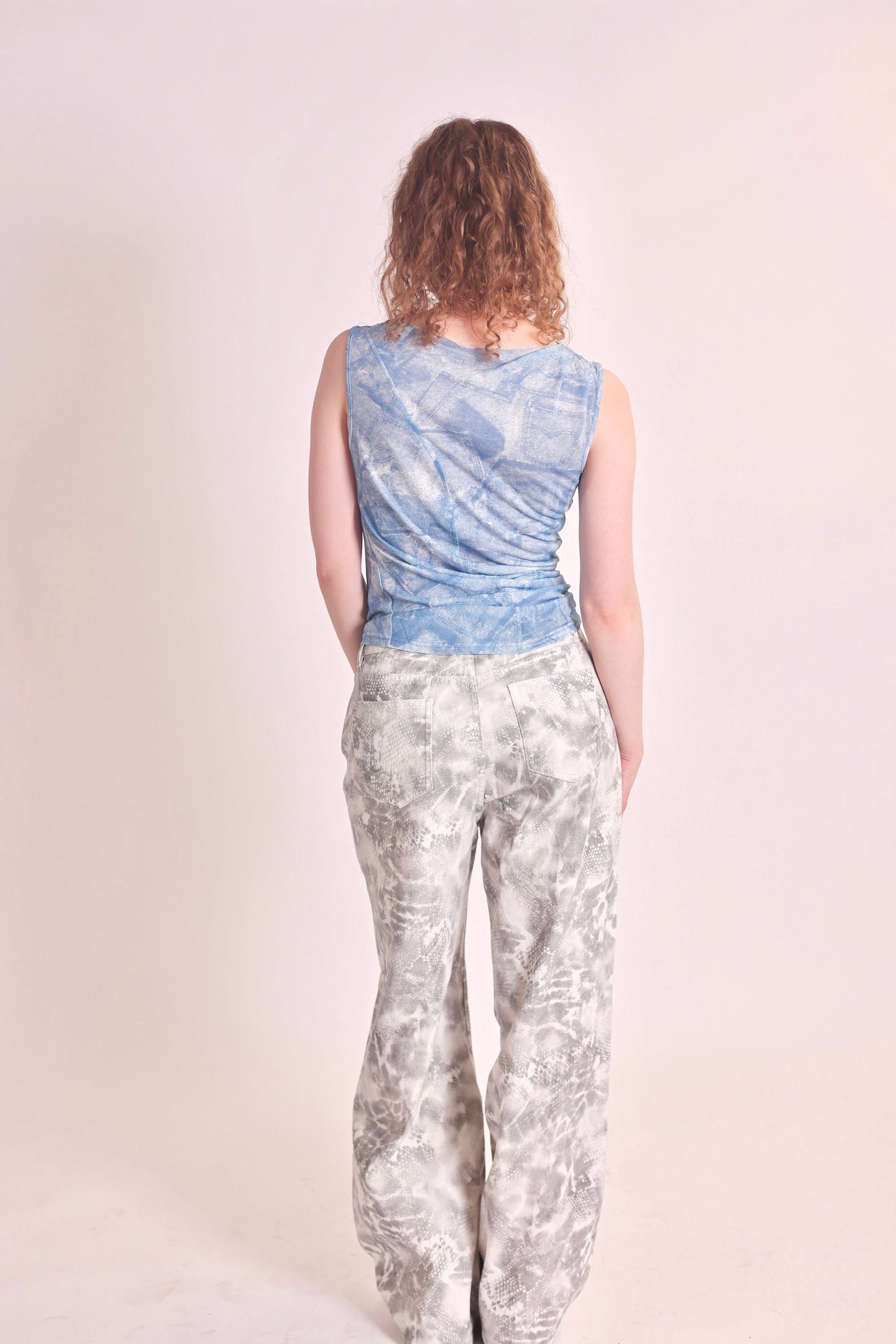 Washed Snake Denim Trousers in Grey