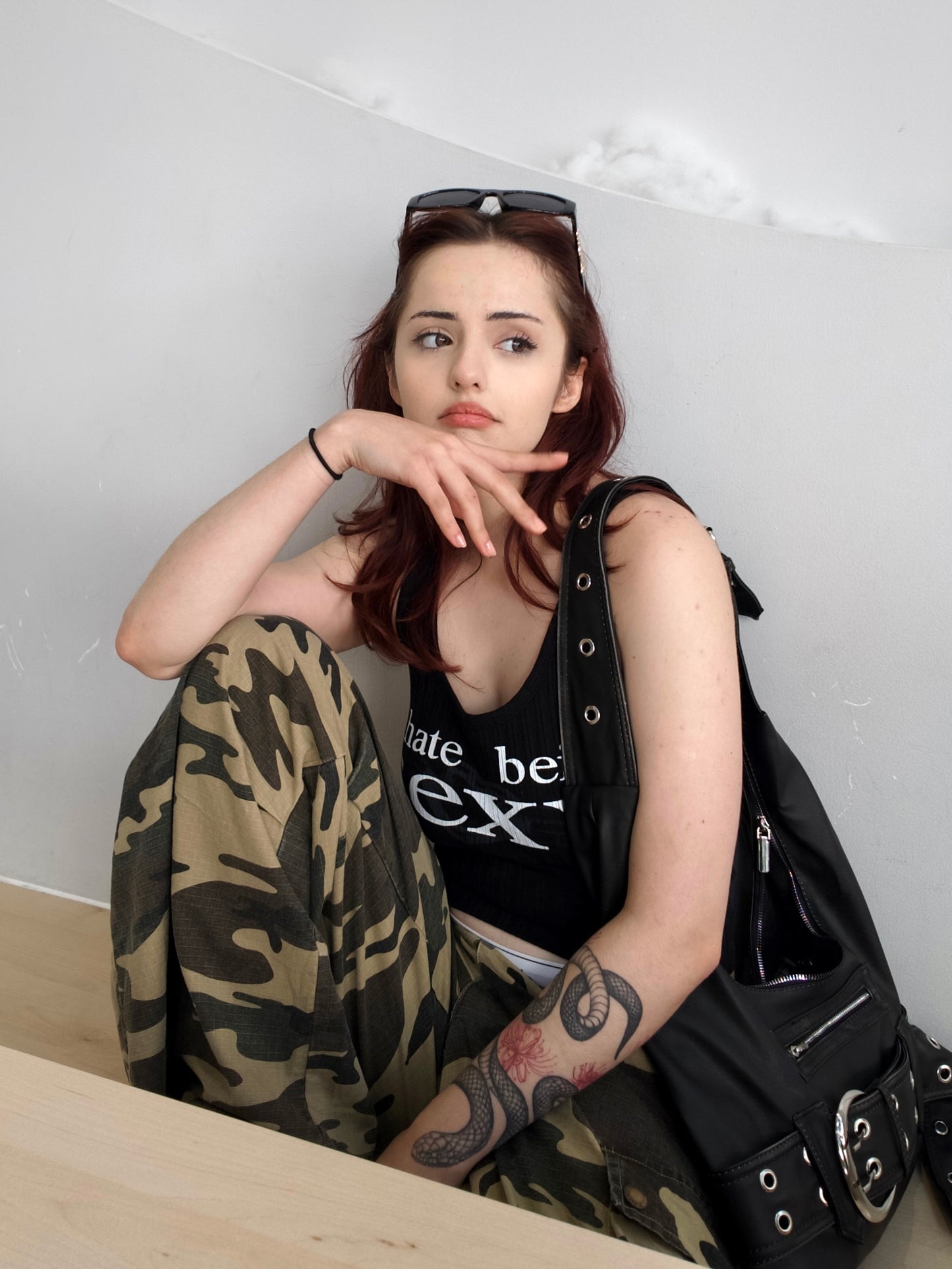 Camo Wide-Leg Cargo Pants in camouflage