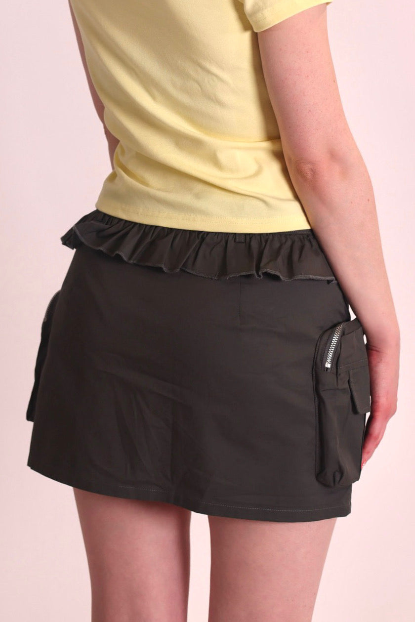 Utility Pocket Mini Skirt in Black