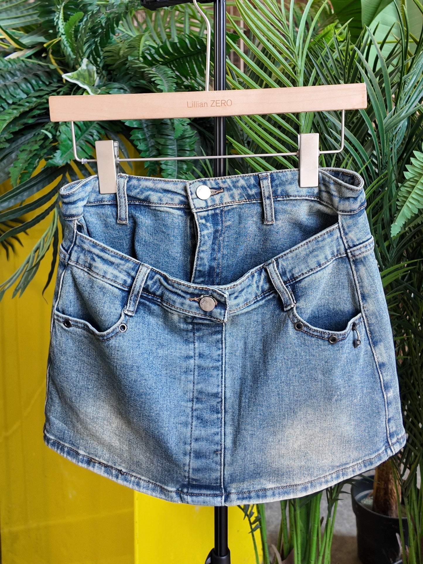 Layered Denim Mini Skirt