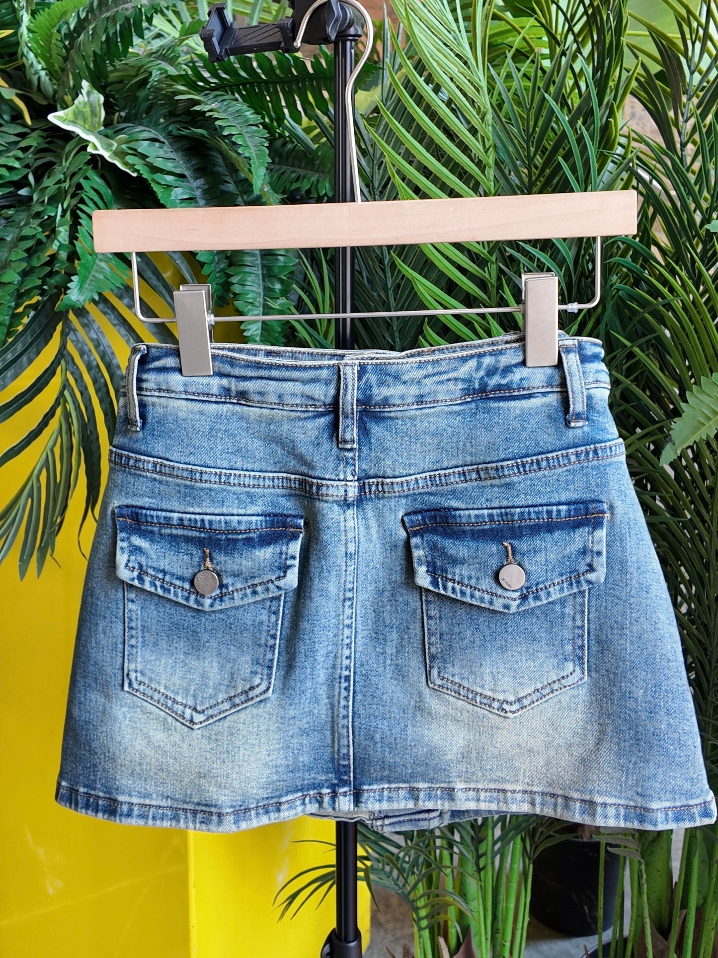 Layered Denim Mini Skirt