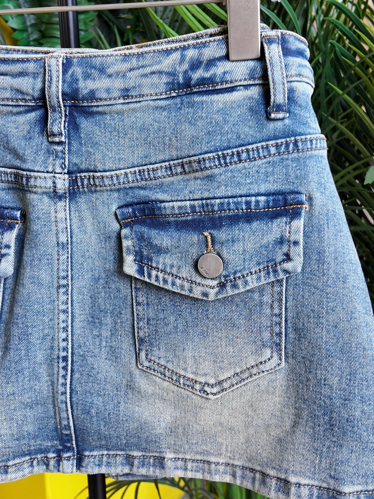 Layered Denim Mini Skirt