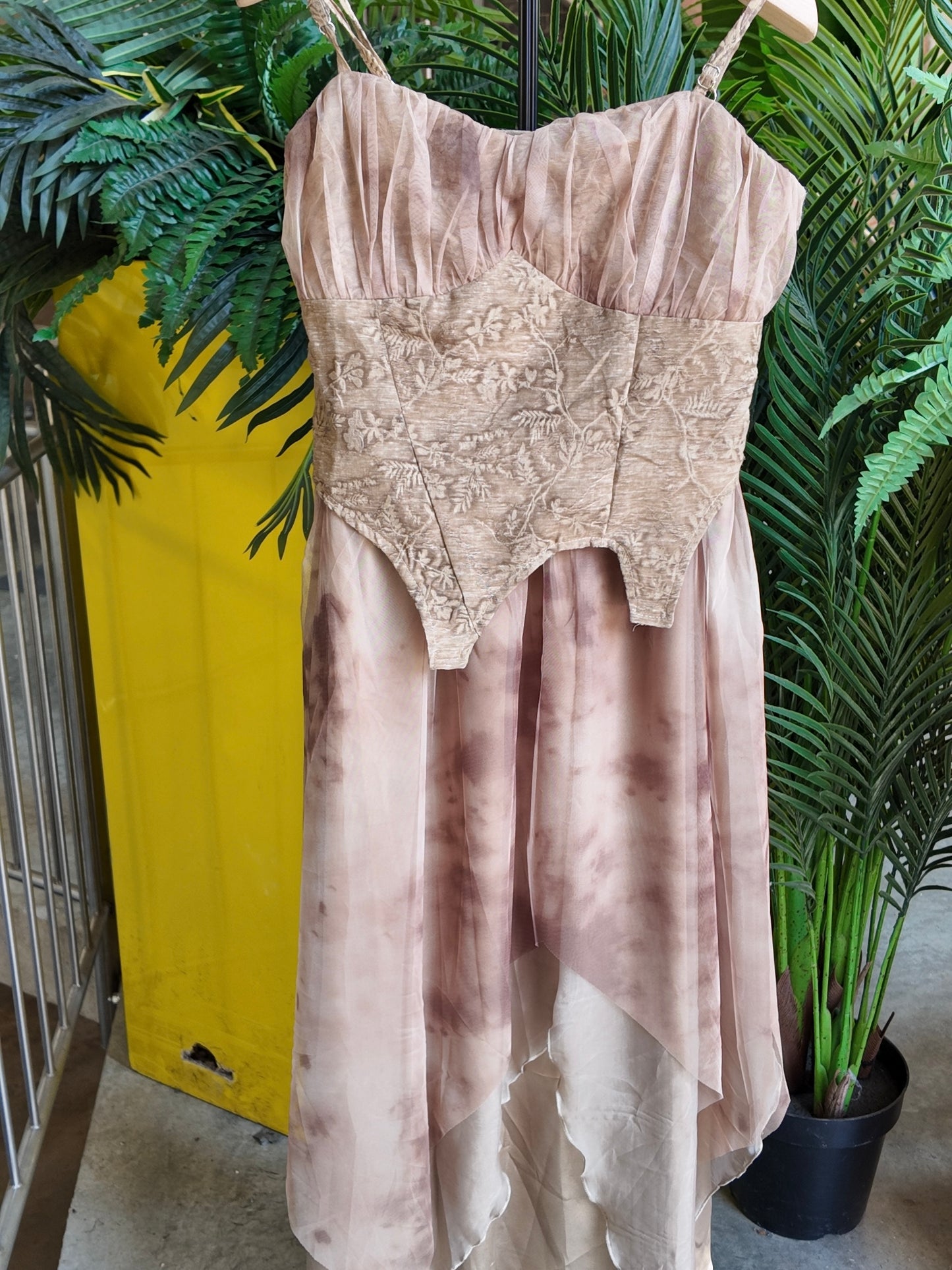 Layered Corset Dress in Dusty Rose
