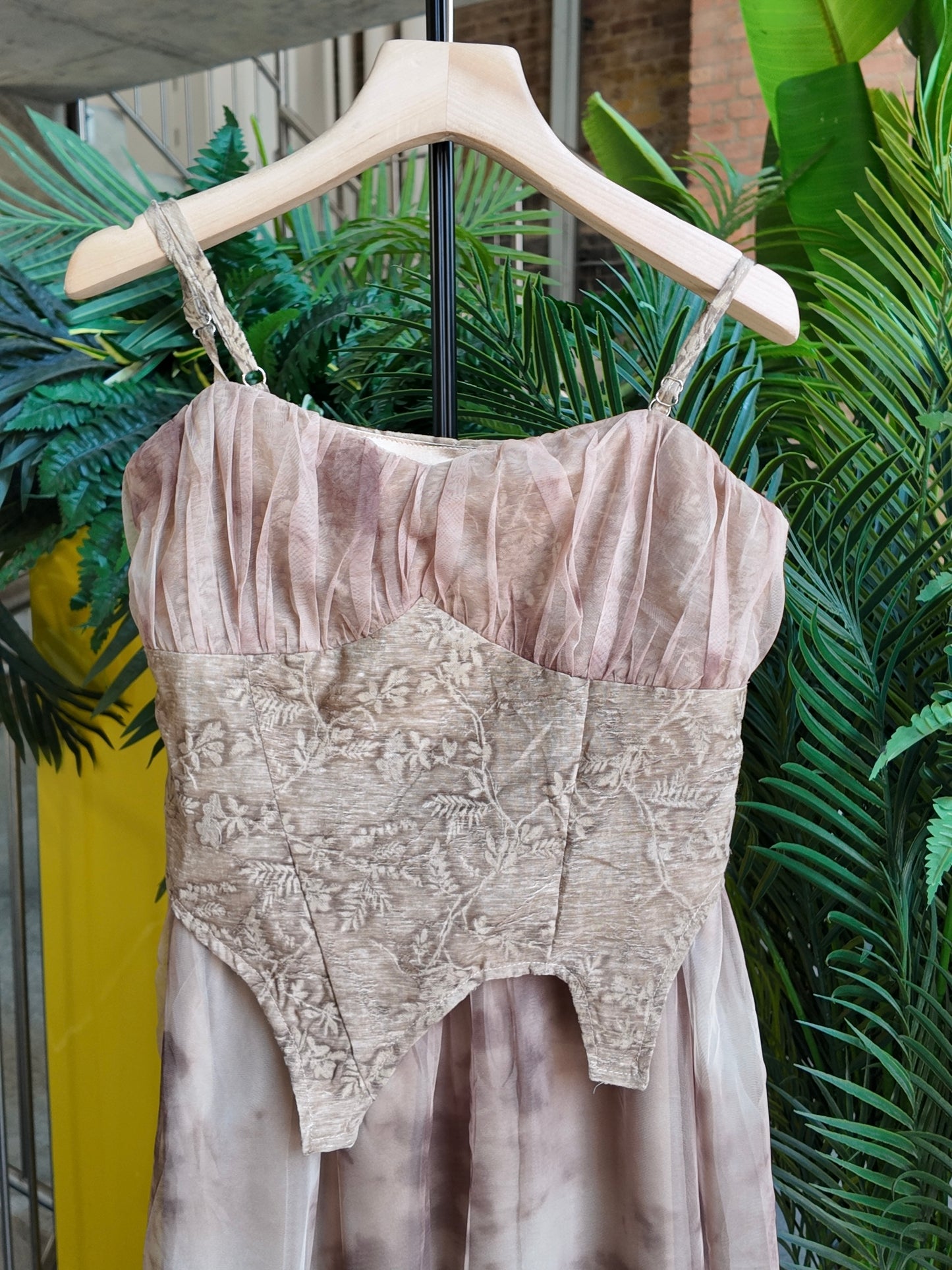 Layered Corset Dress in Dusty Rose