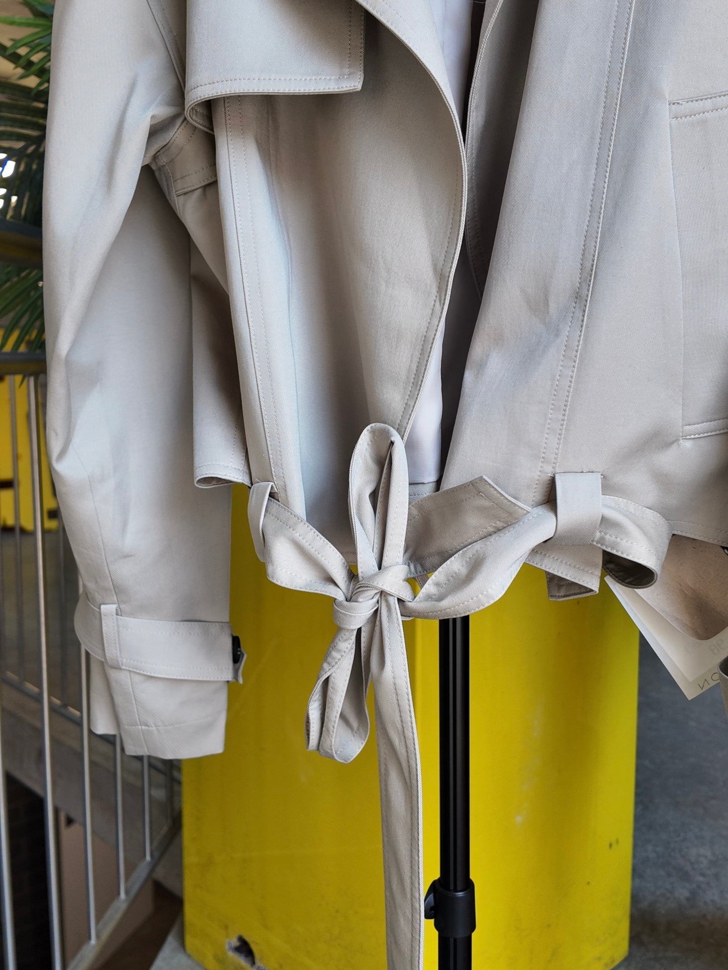 Belted Cropped Jacket in Stone Beige