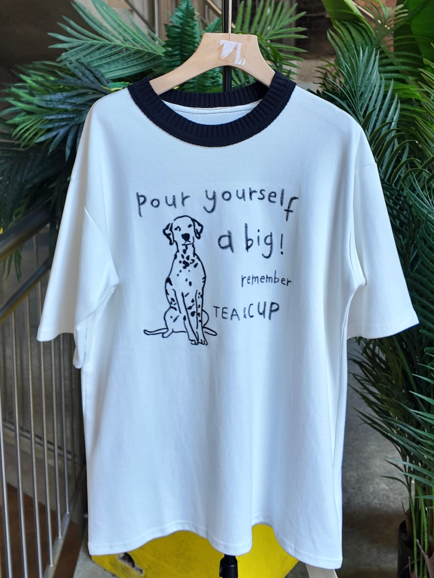 Dalmatian Slogan Tee in White
