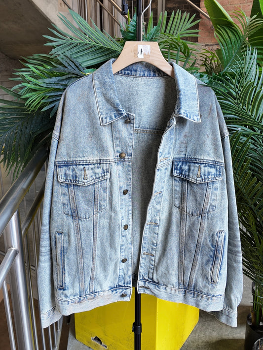 Washed Denim Jacket in Light Blue