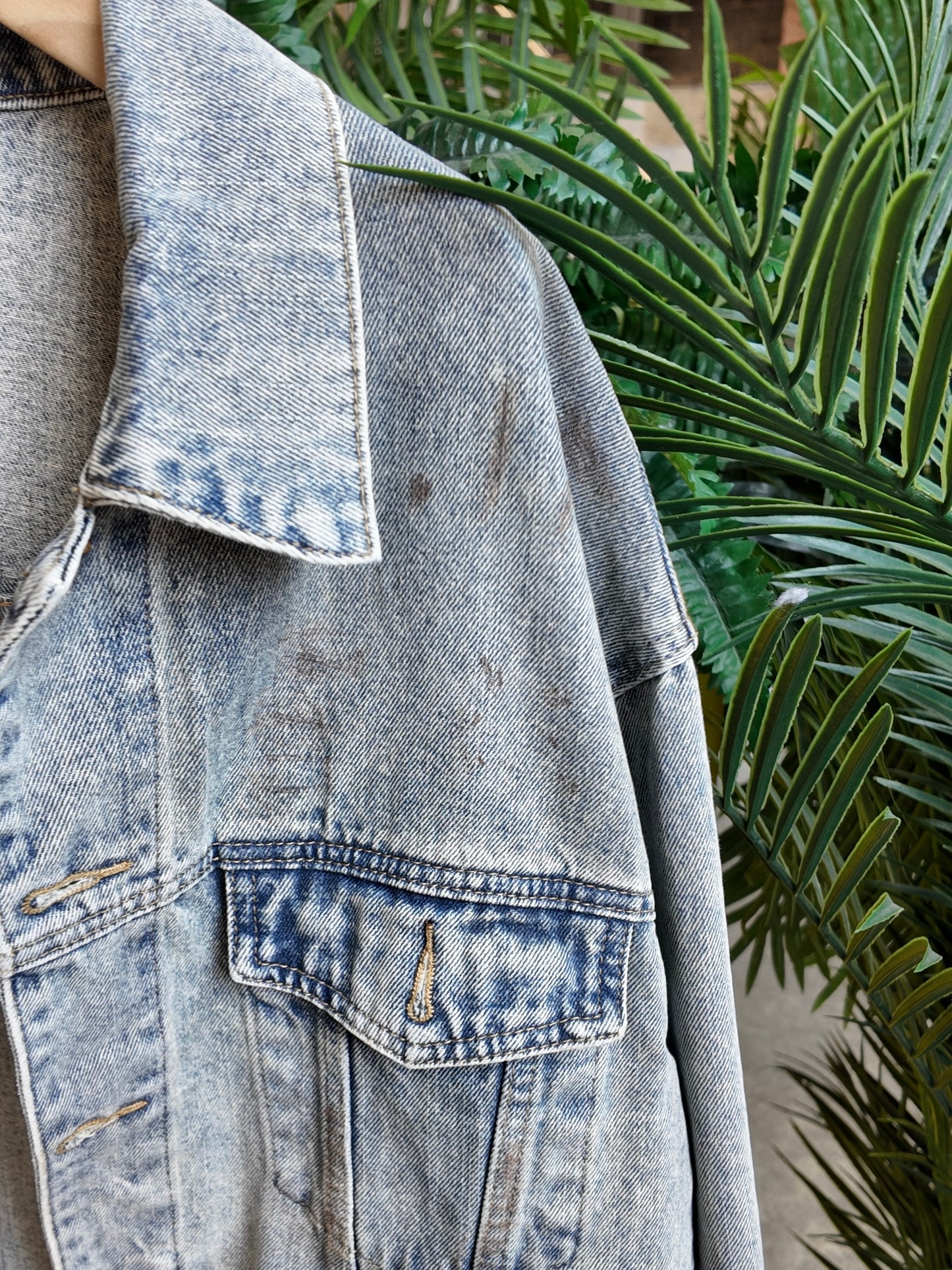 Washed Denim Jacket in Light Blue