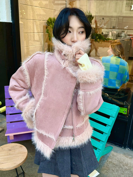 Pink Faux Fur Coat