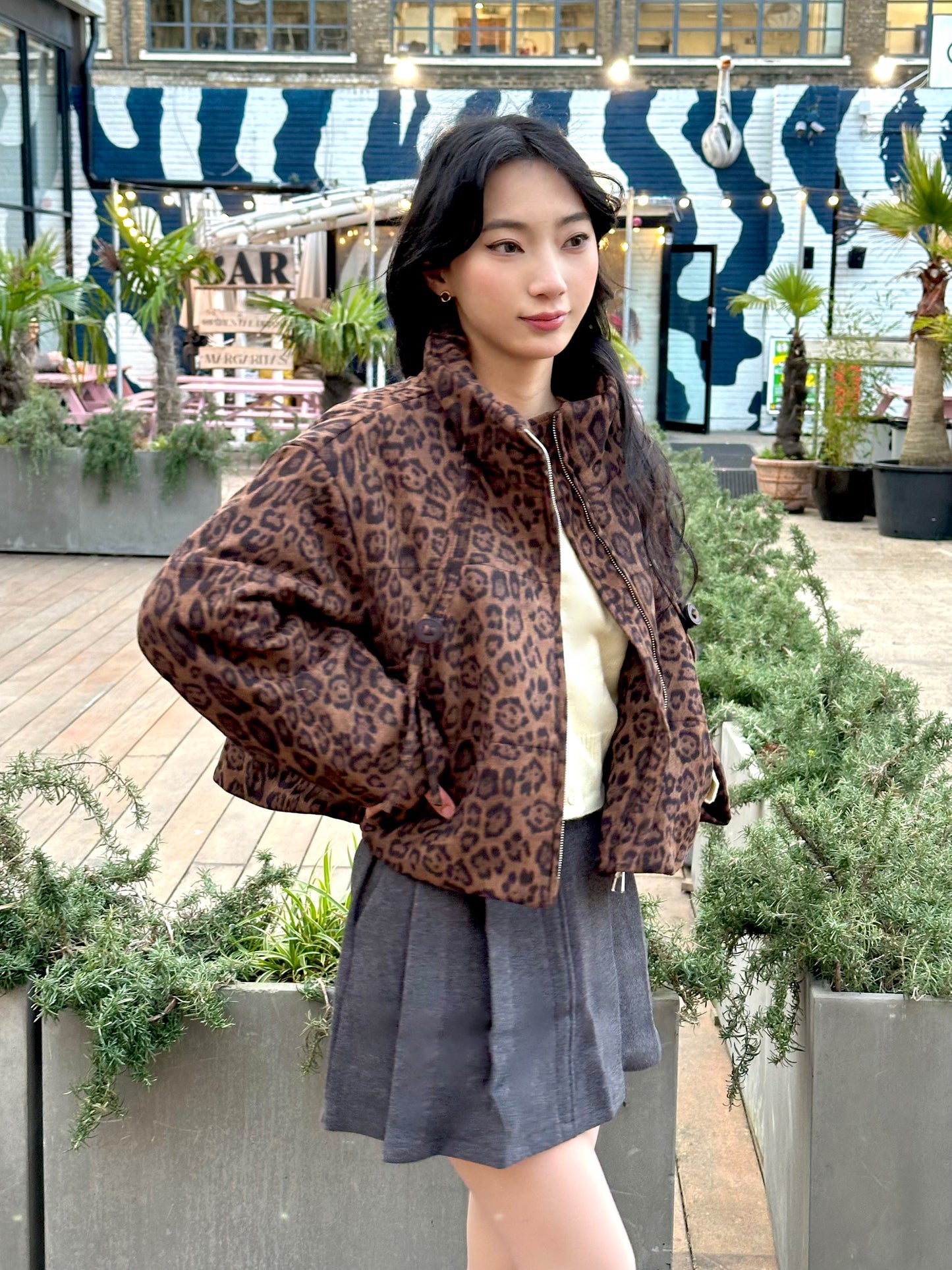 Leopard-print Cotton Coat