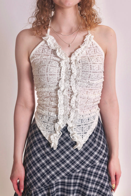 Ruffled Crochet Halter Top