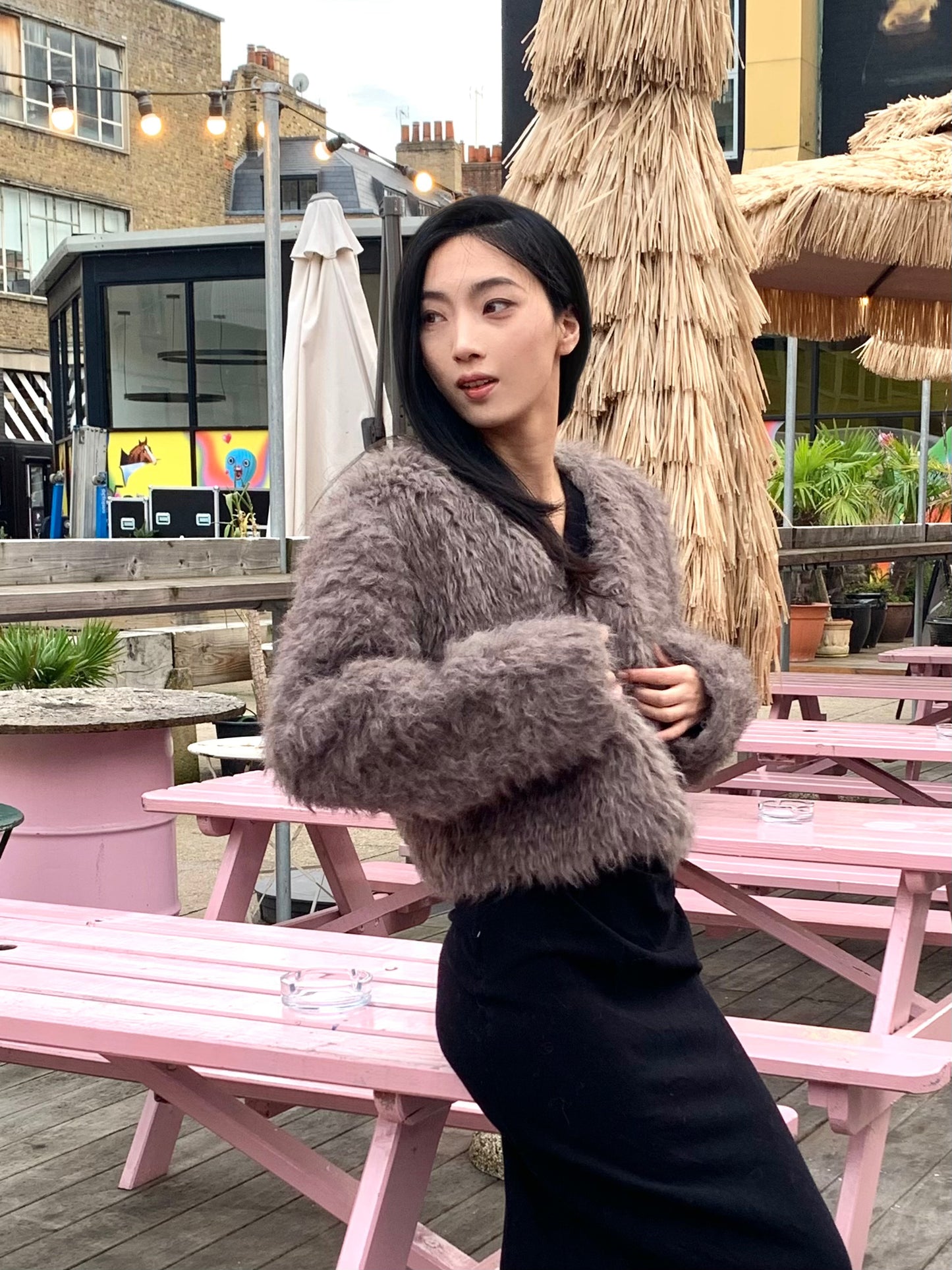 Cropped Faux Fur Jacket