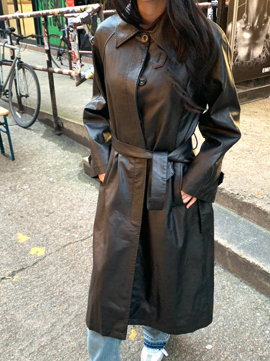 Timeless Noir Leather Trench